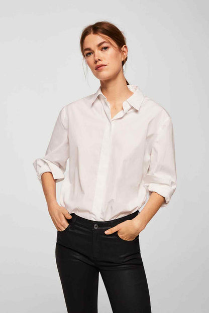 MANGO women's black slim jeans with button waistband and five-pocket look