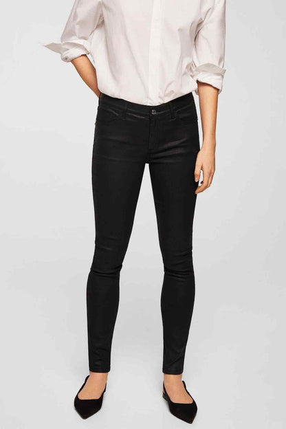 MANGO women's black slim jeans, mid-rise with five-pocket styling