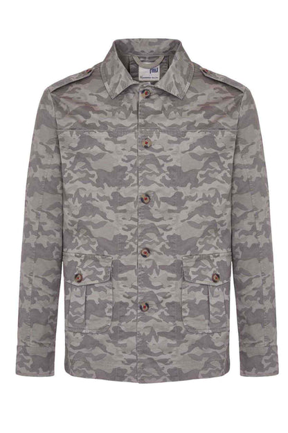 Camouflage button-up jacket with two chest pockets