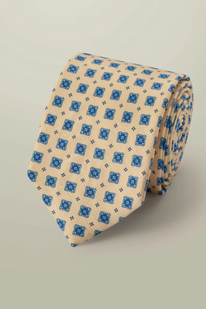 Charles Tyrwhitt yellow necktie with blue repeating square pattern
