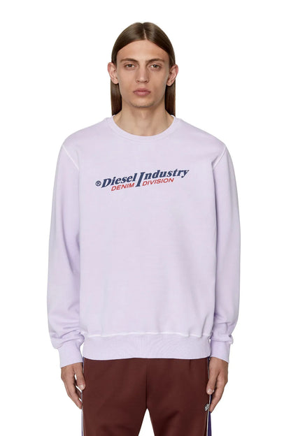 Diesel logo sweatshirt, light purple crewneck with long sleeves and ribbed cuffs