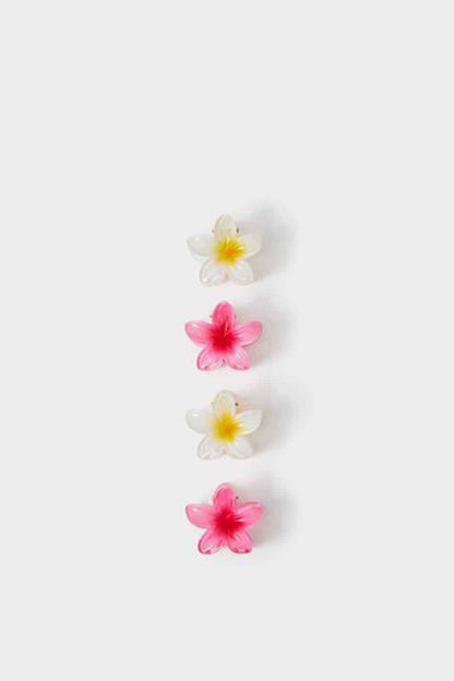 Set of three flower hair clips: pink and white fuchsia blooms