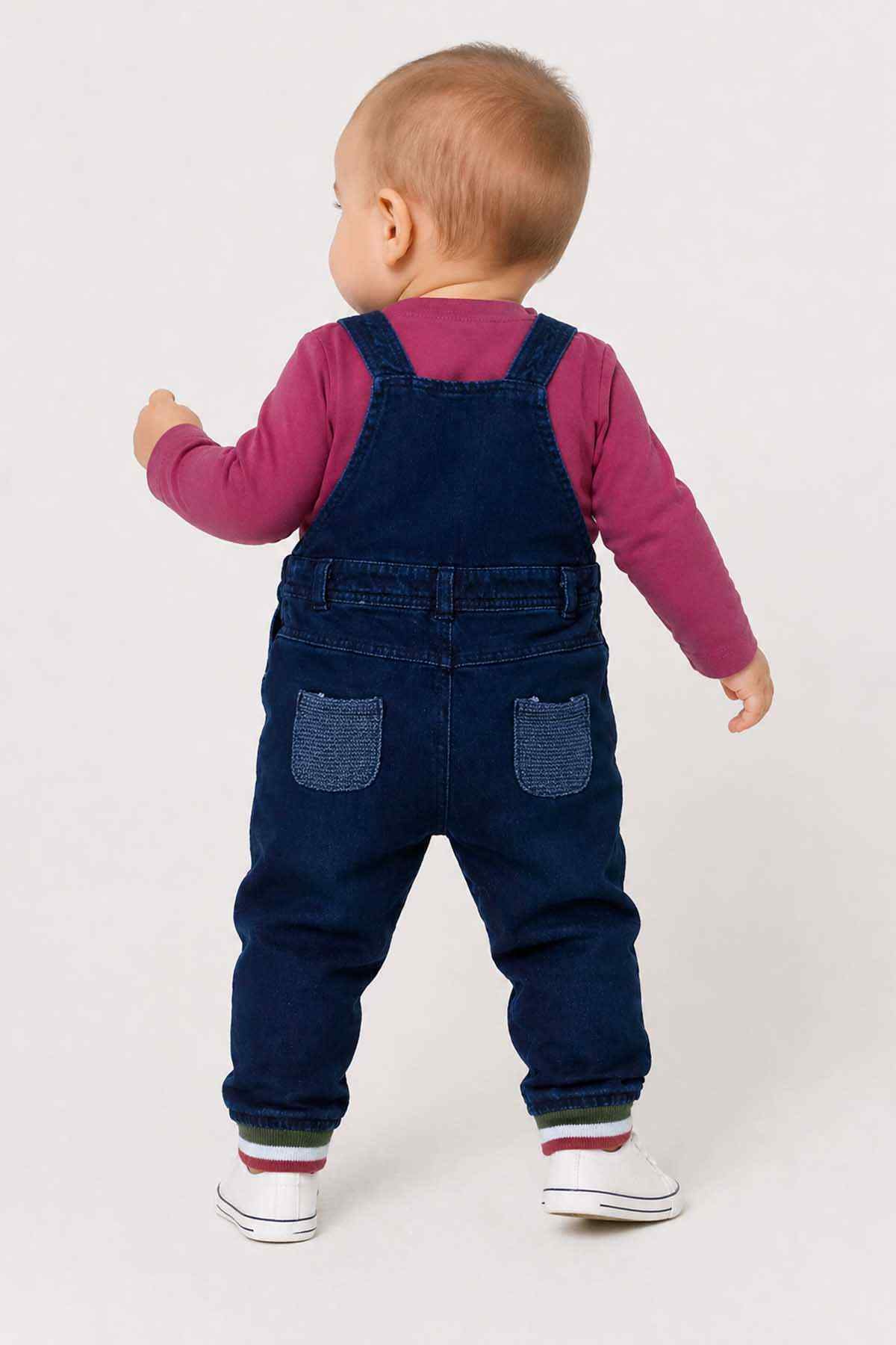 BABYSHOP baby denim overalls, navy with adjustable straps and two back pockets