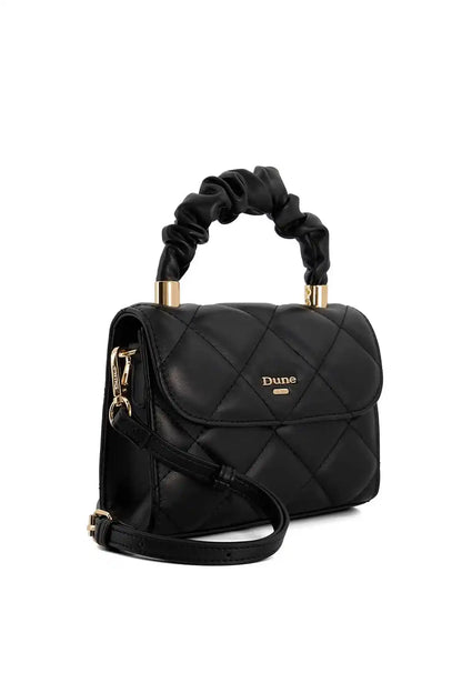 Dune London black quilted mini crossbody bag with gold-tone hardware