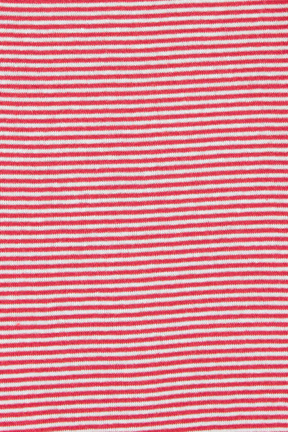 Red and white striped bodysuit fabric close-up