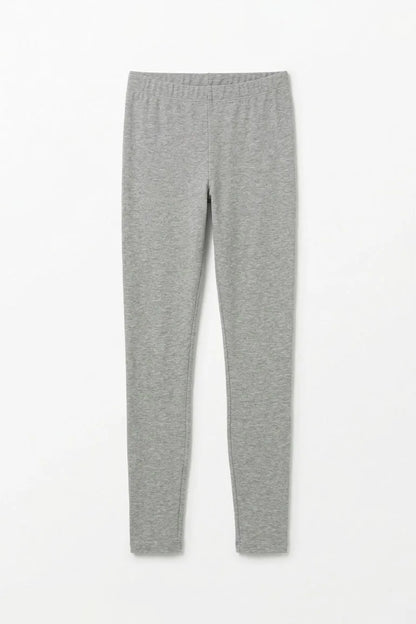 Dark grey heather leggings, pull-on style with straight legs