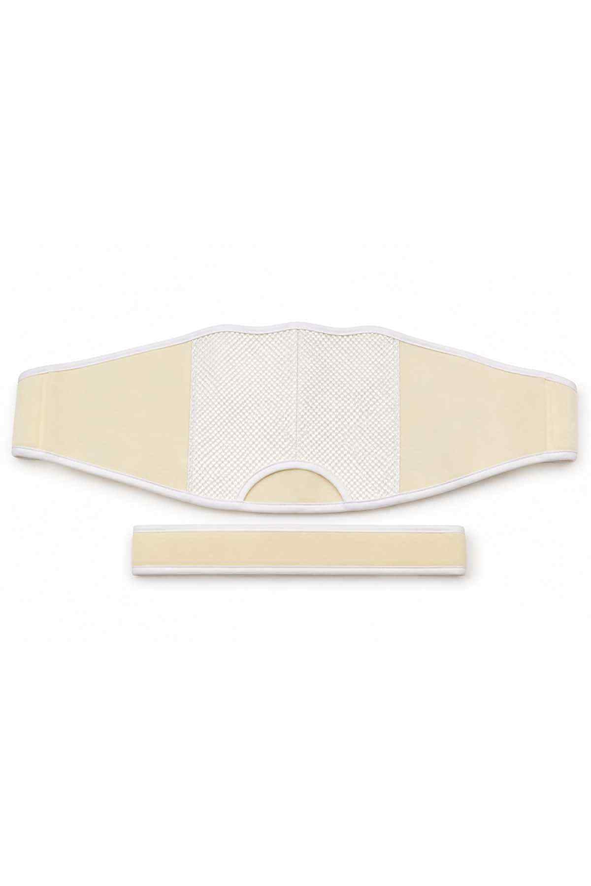 Cream support belt with textured center panel and removable beige support insert.