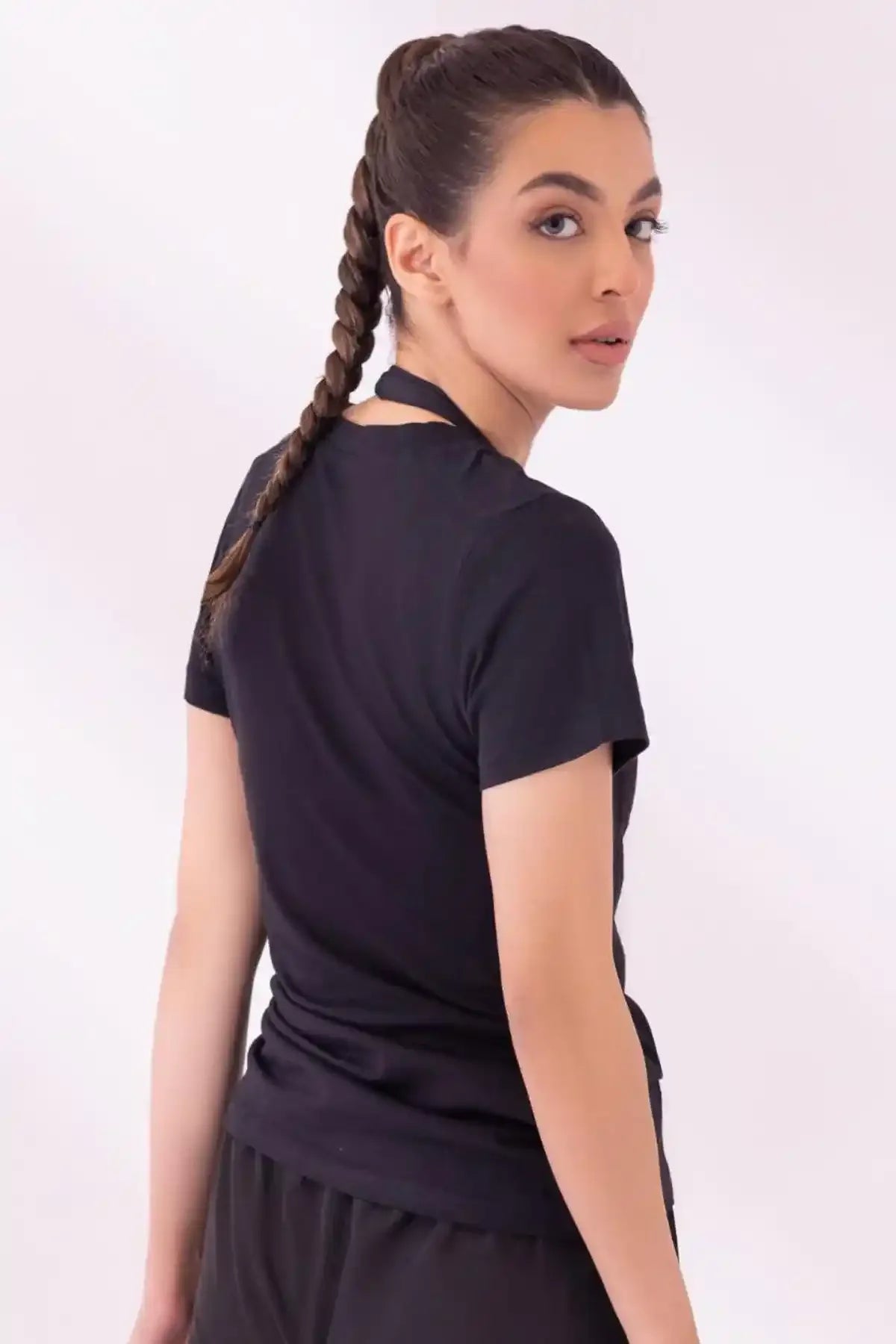 Black athletic T-shirt and jogger set, side view, short sleeves with LFA logo