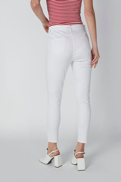 Splash white cropped pants with front seam and side pockets