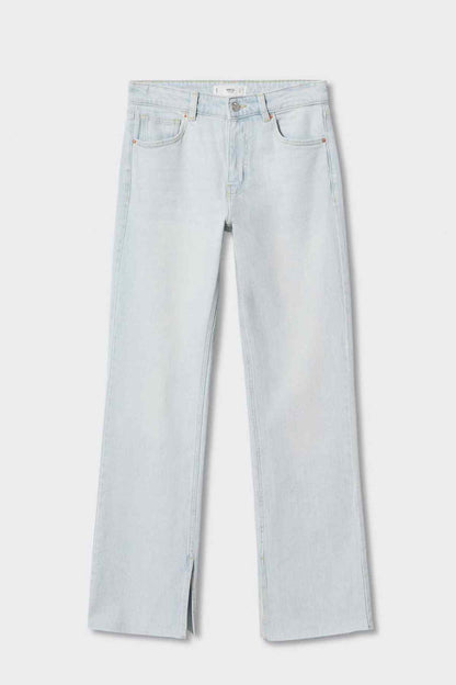 MANGO bleach blue wide-leg jeans with belt loops and stitched front pockets