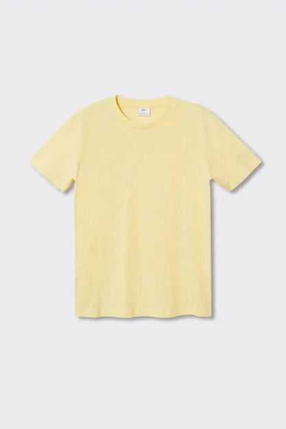 Pastel yellow short-sleeve crew-neck T-shirt