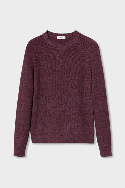 Mango burgundy crewneck knit sweater, long sleeves, ribbed trim