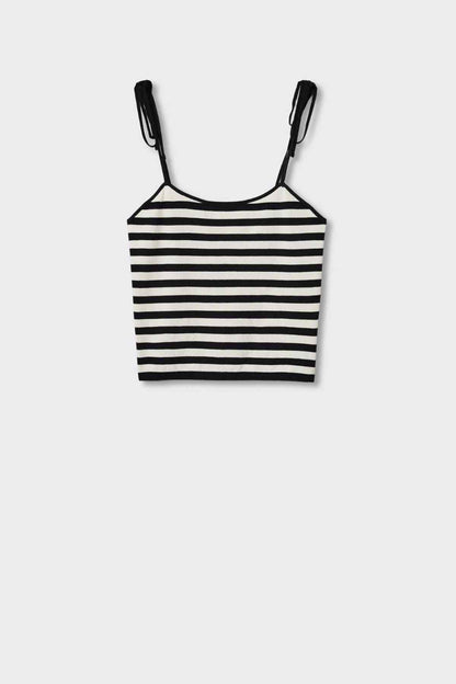 MANGO striped cami top with spaghetti straps, flat lay front