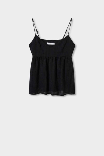 MANGO black camisole top, thin spaghetti straps and gathered empire waist