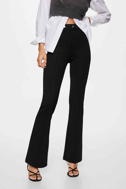 MANGO black wide-leg trousers with belt loops and buttoned waistband
