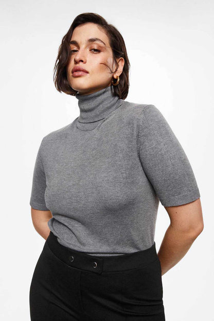 MANGO black trousers with high waist and buttoned front fly