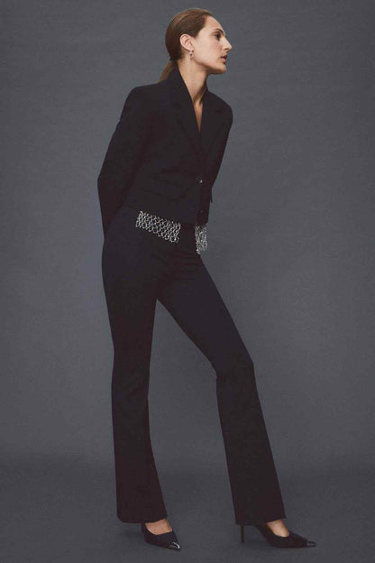 MANGO black wide-leg trousers with tailored front and wide leg opening