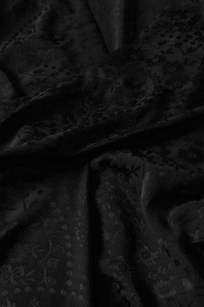 Black allover floral jacquard fabric