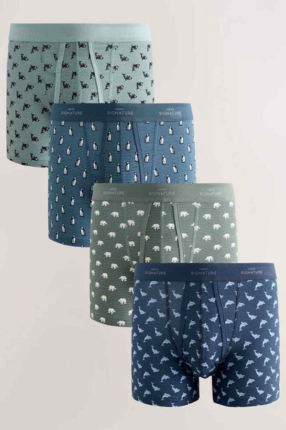 Pack of patterned boxer shorts with elastic waistband and fly front