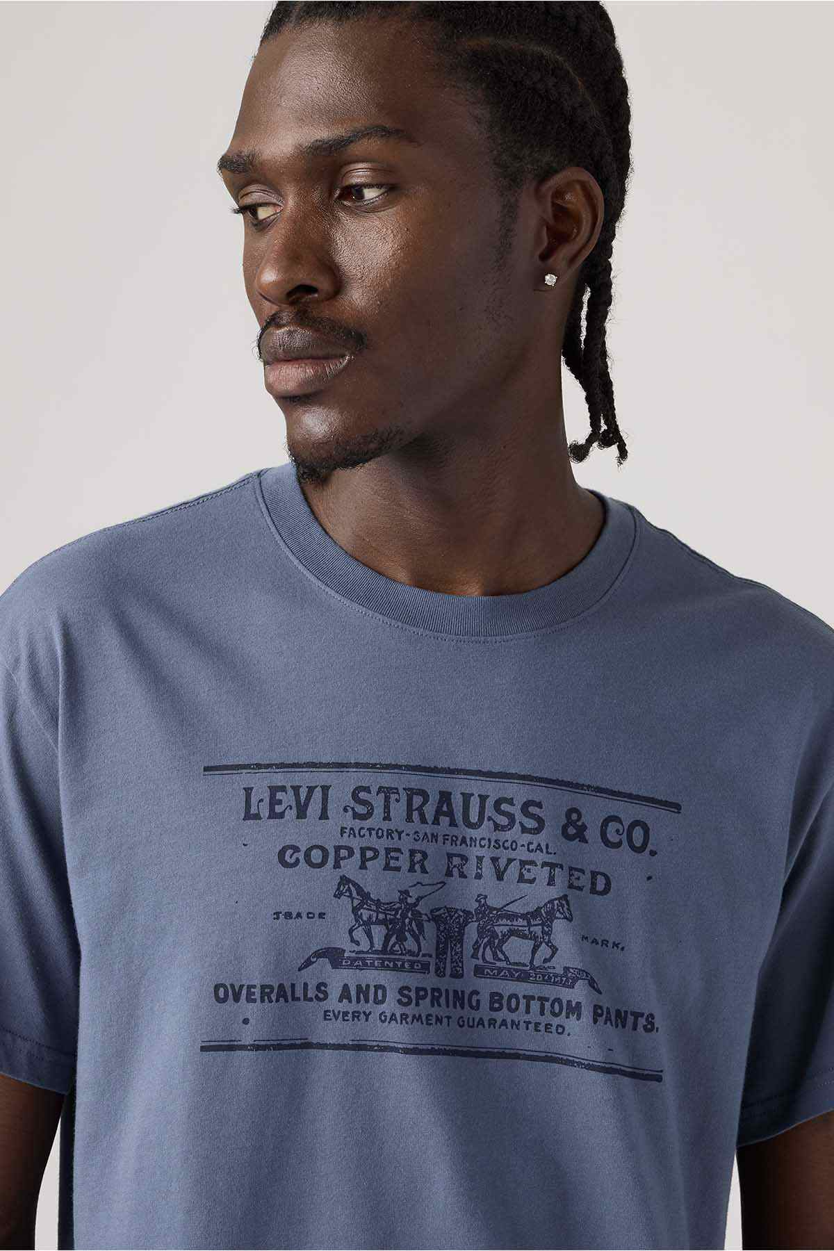 Levi's sky blue T-shirt with chest graphic text print, crew neck