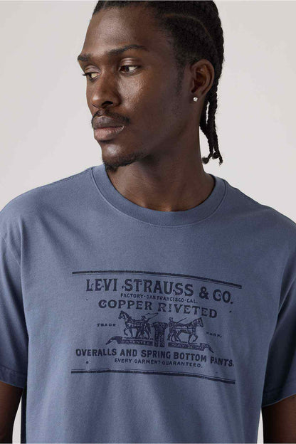 Levi's sky blue T-shirt with chest graphic text print, crew neck
