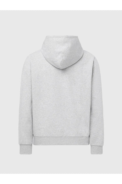 Diesel grey hoodie back view with attached hood and full-length sleeves