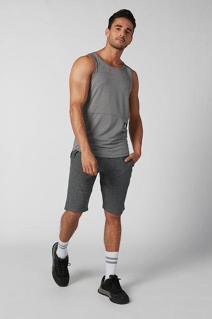 Splash grey men's athletic shorts, elastic waist, side logo print