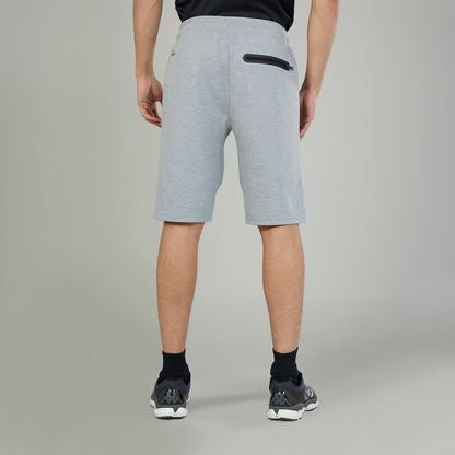 Grey heather drawstring shorts with back pocket detail