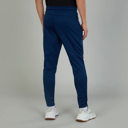 Men's blue jogger pants with contrast seams and ankle cuff