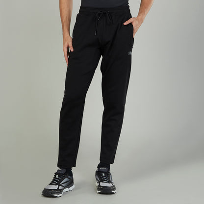 Black jogger pants with drawstring waist and side pockets