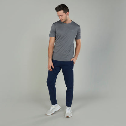Men's navy jogger pants with drawstring waistband and side pockets