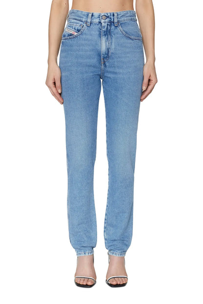 Diesel light blue denim jeans, high rise, elastic ankle cuffs