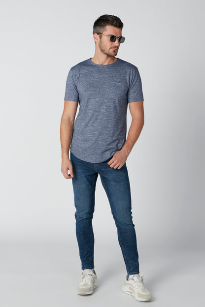 Splash blue denim jeans with five-pocket design and straight fit