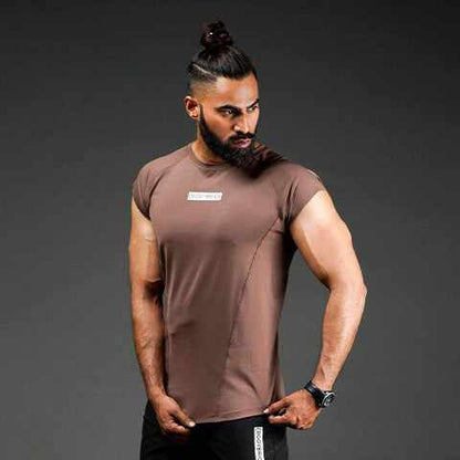 Bodybrics crew-neck short-sleeve T-shirt, brown taupe