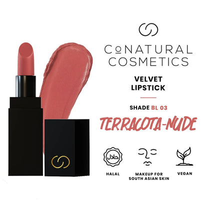 Conatural velvet lipstick set, BL 03 terracotta-nude shade in black case