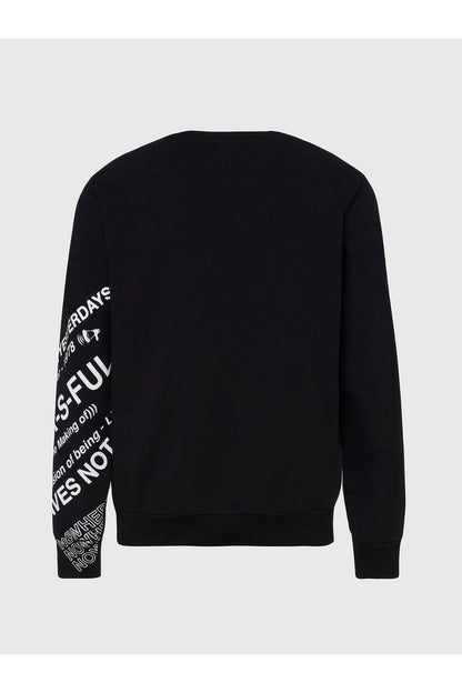 Black Diesel sweatshirt with plain back and partial sleeve graphic