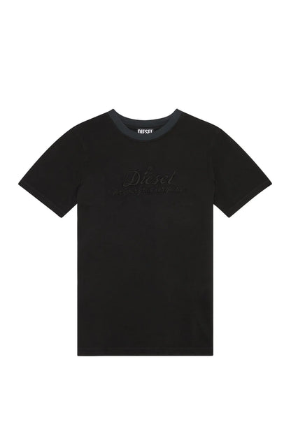Diesel black crew-neck T-shirt with subtle chest logo print