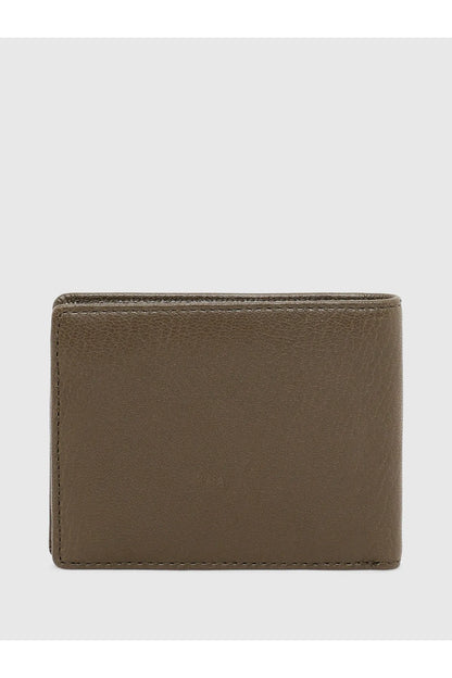 Bifold wallet in dark olive with plain front panel