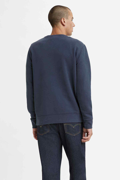 Levi's crewneck sweatshirt in dark blue, back view with long sleeves
