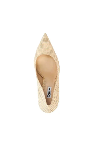 Dune London natural woven pointed-toe stiletto heels, side view