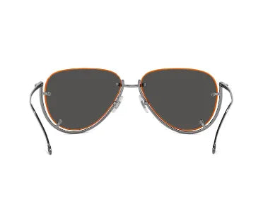 Diesel cat-eye sunglasses, dark gray lenses with orange-trimmed frames