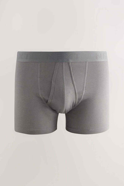 Grey boxer briefs with NEXT logo waistband and front pouch seams