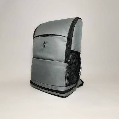 Bodybrics gray backpack with zip top and mesh side panels