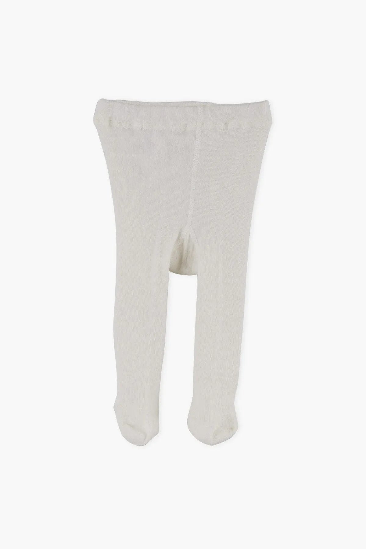 Cream baby leggings with straight legs and seam detail