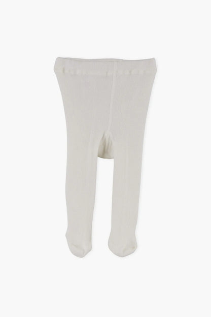 Cream baby leggings with straight legs and seam detail