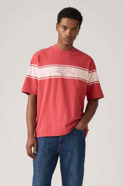 Levi's red graphic T-shirt with white stripe across chest