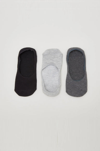 Baby no-show socks, 3-pack: black, light gray, dark gray
