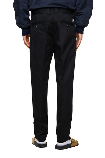 Black pants on model with straight leg and belt loops