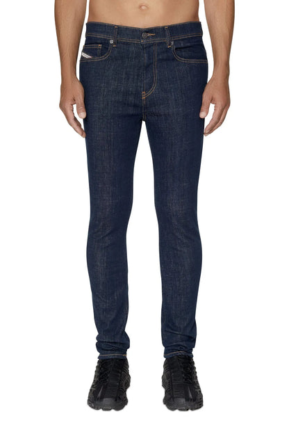 Diesel dark blue slim-fit jeans with 5 pockets, belt loops, button closure.