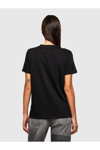 Black Diesel T-shirt back view, short sleeves, crewneck